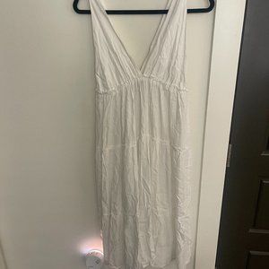 White Deep V-Cut Maxi Dress